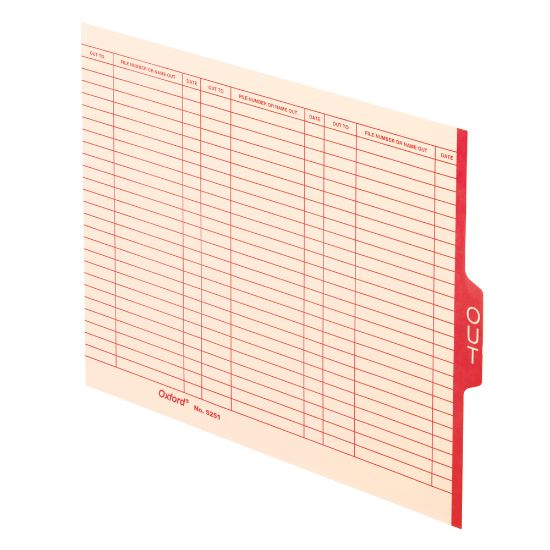 Picture of Pendaflex End-Tab "Out" Cards, Letter Size, Manila/Red, Pack Of 100 Cards