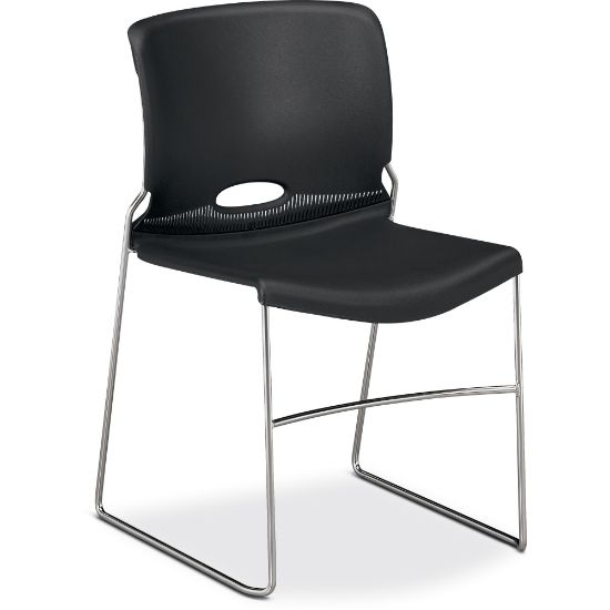 Picture of HON 4040 Series High Density Olson Stacker Chair - Onyx Plastic Seat - Onyx Plastic Back - Chrome Steel Frame - 4 / Carton