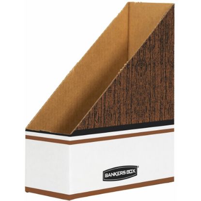 Picture of Bankers Box Magazine Files - Oversized Letter - Wood Grain, White - Cardboard - 12 / Carton