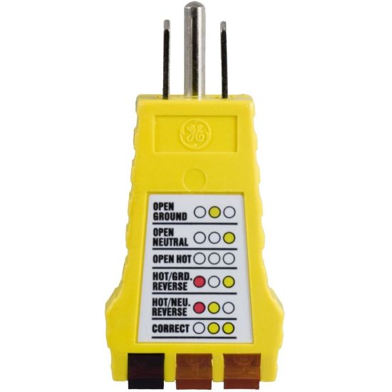 Picture of GE 3 - Wire Receptacle Tester - Cable Fault Testing, Mismatched Wiring Testing - Alkaline