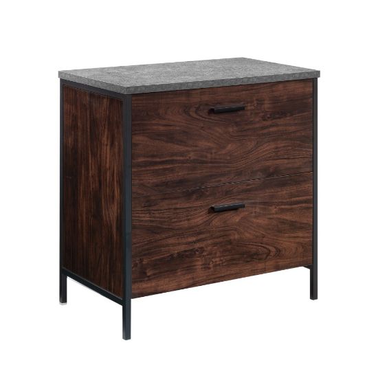 Picture of Sauder Market Commons 30inW x 18inD Lateral 2-Drawer File Cabinet, Rich Walnut/Slate Gray