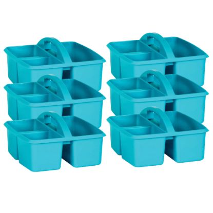 Picture of Teacher Created Resources Plastic Storage Caddies, Medium Size, Teal, Pack Of 6 Caddies