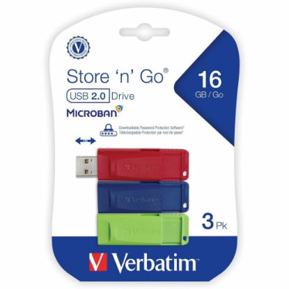 Picture of Verbatim Store "n Go 16GB USB 3pk, Red/Blue/Green