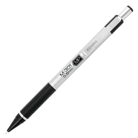 Picture of Zebra Pen M-301 Stainless Steel Mechanical Pencils, Pack Of 2, Fine Point, 0.5 mm, Silver/Black Barrel