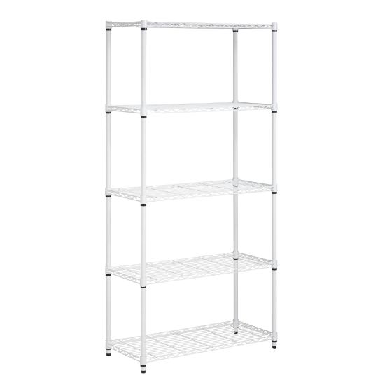 Picture of Honey-can-do SHF-01573 5-Tier Steel Urban Adjustable Storage Shelving Unit, White - 4 Compartment(s) - 5 Tier(s) - 72in Height x 14in Width x 36in Depth - Floor - Steel