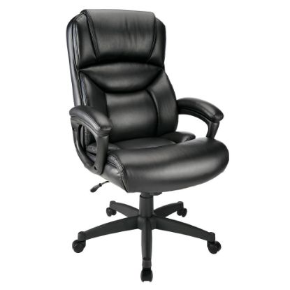 Picture of Realspace Fennington Bonded Leather High-Back Executive Office Chair, Black, BIFMA Compliant