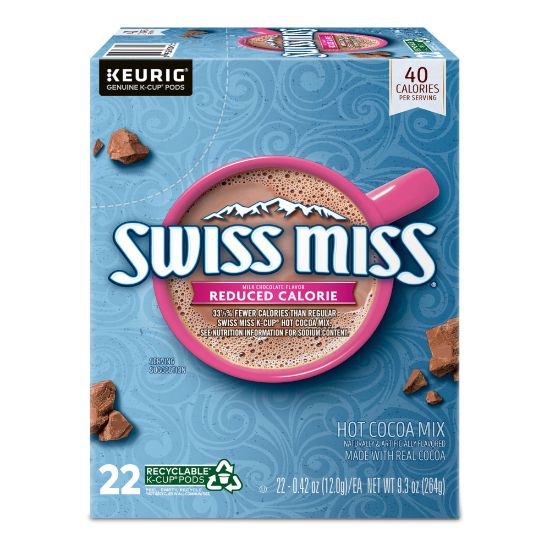 Picture of Swiss Miss Hot Cocoa Single-Serve K-Cup, Reduced Calorie, Box Of 22