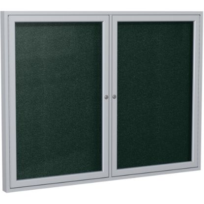 Picture of Ghent 2 Door Enclosed Vinyl Bulletin Board, Satin Aluminum Frame, 36inH x 48inW, Ebony