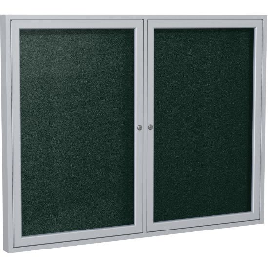 Picture of Ghent 2 Door Enclosed Vinyl Bulletin Board, Satin Aluminum Frame, 36inH x 48inW, Ebony