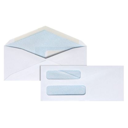 Picture of Office Depot Brand #8 5/8 Security Envelopes, Double Window, 3-5/8in x 8-5/8in, Gummed Seal, White, Box Of 500