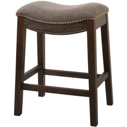 Picture of New Ridge Home Goods Saddle-Style Counter Stool, Weathered Gray/Cobble