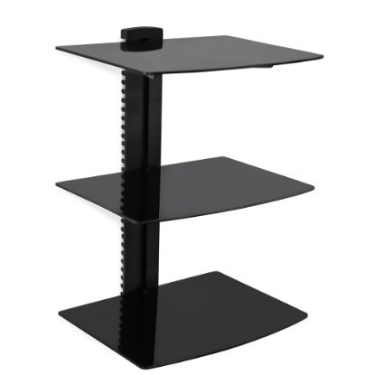 Picture of Mount-It! MI-813 Floating Triple Glass Wall-Mounted Shelving, 22-3/4inH x 15inW x 11inD, Black