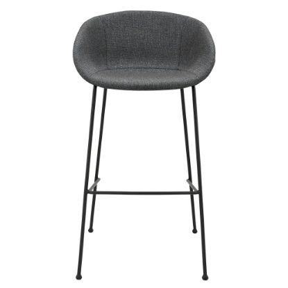 Picture of Eurostyle Zach-B Fabric Bar Stools, Matte Black/Gray-Blue, Set Of 2 Stools