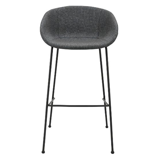 Picture of Eurostyle Zach-B Fabric Bar Stools, Matte Black/Gray-Blue, Set Of 2 Stools