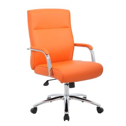 Picture of Boss Office Products Modern Executive Ergonomic Vinyl Conference Chair, Mid Back, Orange/Orange