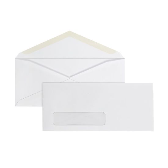 Picture of Office Depot Brand Envelopes, Left Window, 4-1/8in x 9-1/2in, Gummed Seal, White, Box Of 500