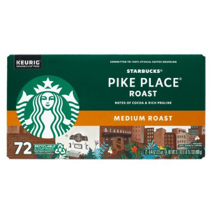 Picture of Starbucks Pike Place Roast Medium Roast K-Cup Pods, Pack Of 72 Pods