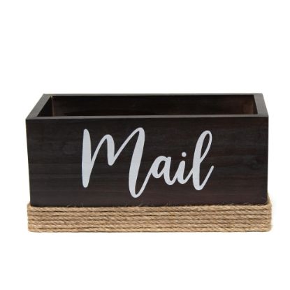 Picture of Elegant Designs Homewood Farmhouse Rustic Wood Decorative Mail Holder, 5-3/4inH x 11-3/4inW x 5-7/8inD, Dark Wood