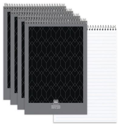 Picture of Office Depot Brand Professional Steno Book, 6in x 9in, Legal/Wide Ruled, 70 Sheets, White, Pack Of 4