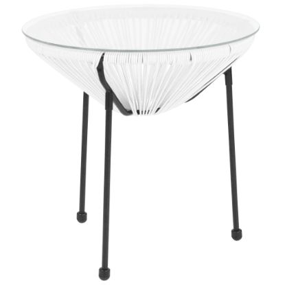 Picture of Flash Furniture Rattan Bungee Table With Glass Top, White/Black