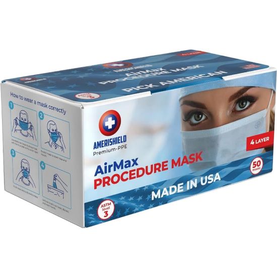 Picture of Amerishield AirMax Level 3 Surgical Masks, One Size, Blue, Box Of 50 Masks