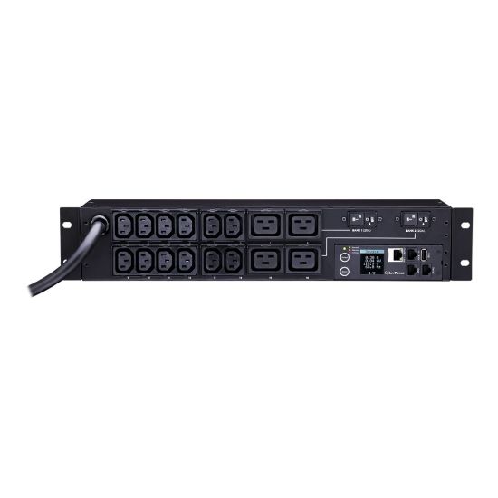 Picture of CyberPower Monitored Series PDU31008 - Power distribution unit (rack-mountable) - AC 200-240 V - Ethernet, USB, serial - input: NEMA L6-30 - output connectors: 12 (4 x IEC 60320 C19, 12 x IEC 60320 C13) - 2U - 12 ft cord