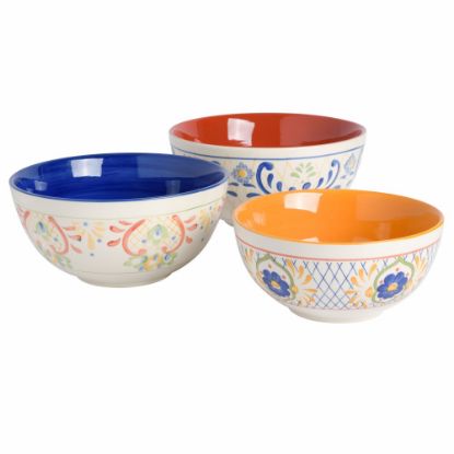 Picture of Gibson Laurie Gates Tierra 3-Piece Nesting Bowl Set, Assorted Colors