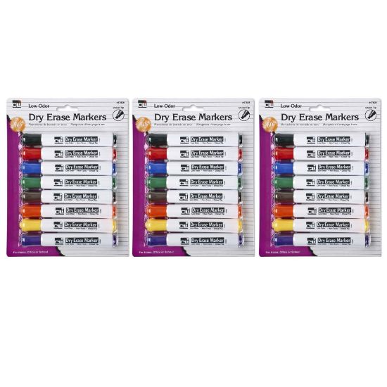 Picture of Charles Leonard Dry-Erase Markers, 8 Markers Per Pack, Set Of 3 Packs, Chisel Tip, Assorted Colors, 24 Markers