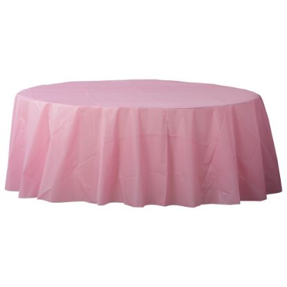 Picture of Amscan 77017 Solid Round Plastic Table Covers, 84in, Pink, Pack Of 6 Covers