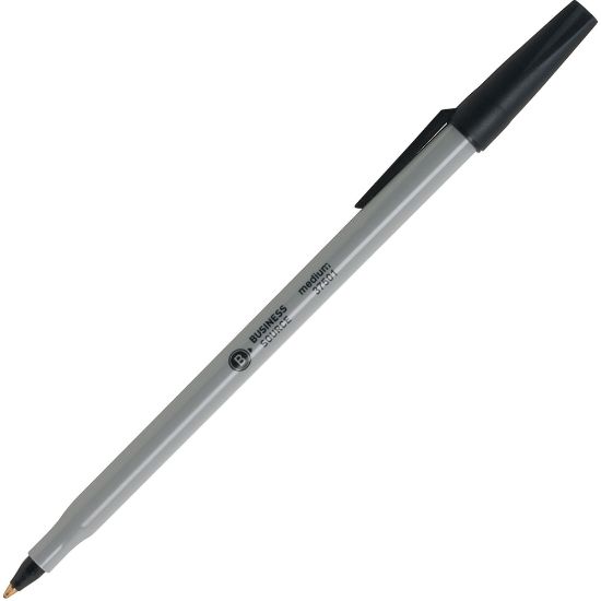 Picture of Business Source Bulk Pack Ballpoint Stick Pens - Medium Pen Point - Black - Tungsten Carbide Tip - 60 / Box