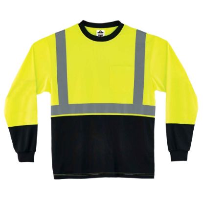 Picture of Ergodyne GloWear 8291BK Type-R Class 2 Long-Sleeve T-Shirt, Small, Black/Lime