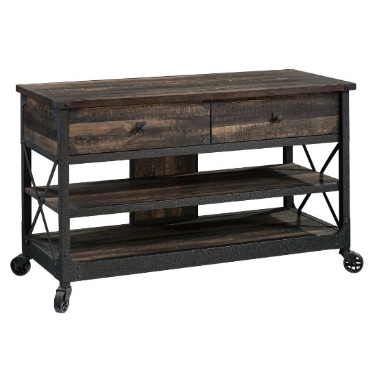 Picture of Sauder Steel River TV Stand For 55in TVs, 28-3/4inH x 49-1/8inW x 21-1/4inD, Carbon Oak