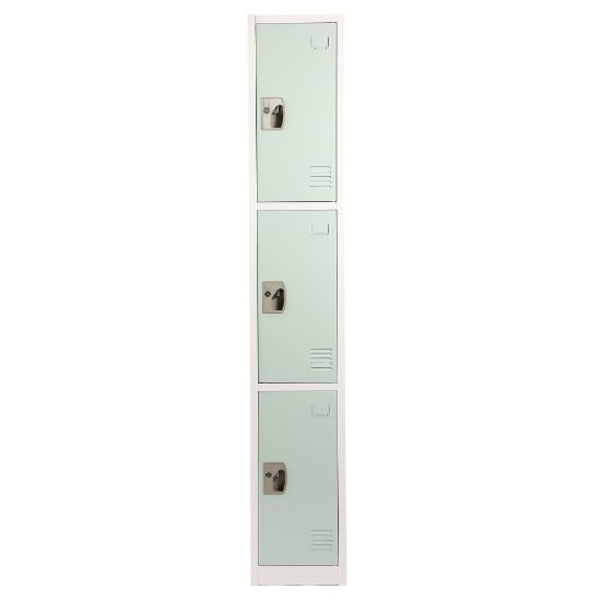 Picture of Alpine Large 3-Tier Steel Locker, 72inH x 12inW x 12inD, Misty Green