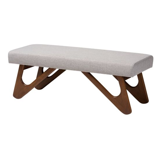 Picture of Baxton Studio 9778 Boomerang Bench, 17-3/4inH x 48-5/8inW x 18-1/2inD, Beige/Walnut