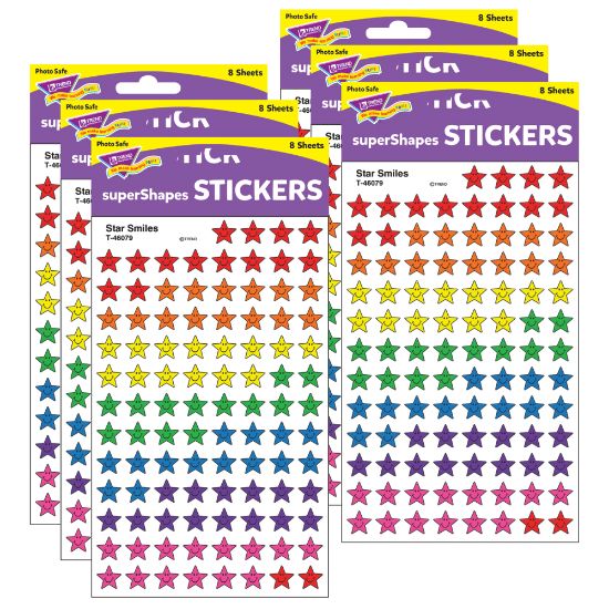 Picture of Trend superShapes Stickers, Star Smiles, 800 Stickers Per Pack, Set Of 6 Packs