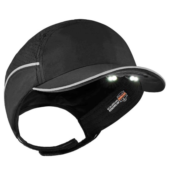 Picture of Ergodyne Skullerz 8965 Lightweight Bump Cap Hat With LED Lighting, Short Brim, Black