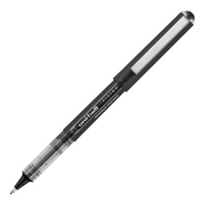 Picture of uni-ball Vision Liquid Ink Rollerball Pens, Bold Point, 1.0 mm, Black Barrel, Black Ink, Pack Of 12 Pens