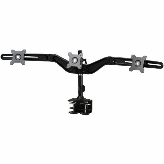 Picture of Amer Mounts Clamp Based Triple Monitor Mount for three 15in-24in LCD/LED Flat Panel Screens - Supports up to 17.6lb monitors, +/- 20 degree tilt, and VESA 75/100