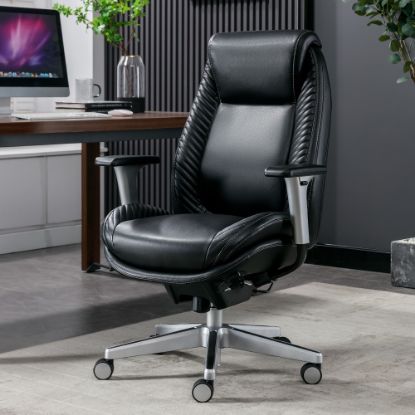 Picture of Serta iComfort i6000 Ergonomic Bonded Leather High-Back Manager Office Chair, Black/Silver