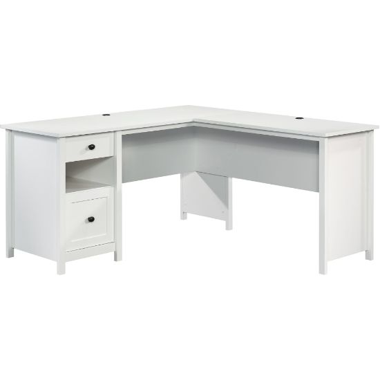 Picture of Sauder County Line 61inW L-Shaped Office Computer Desk With File Drawer, Soft White