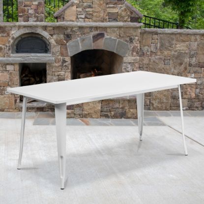 Picture of Flash Furniture Commercial Grade Indoor/Outdoor Metal Table, 29-1/2inH x 31-1/2inW x 63inD, White