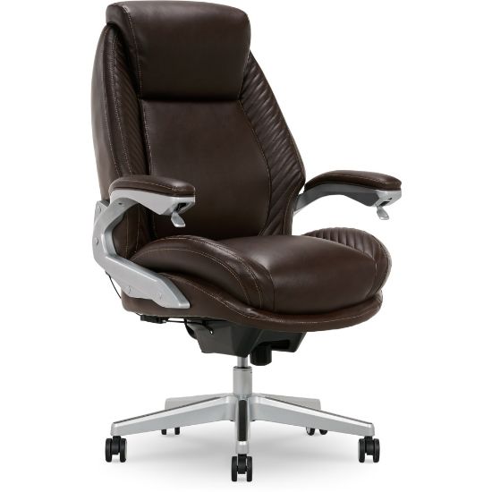 Picture of Serta iComfort i6000 Ergonomic Bonded Leather High-Back Executive Chair, Brown/Silver