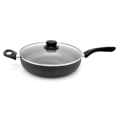 Picture of Starfrit 11-Inch Nonstick Aluminum Deep Fry Pan with Lid - 2 Pieces - Cooking, Frying - Dishwasher Safe - Oven Safe - 11in Frying Pan - Black