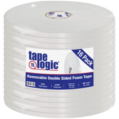 Picture of Tape Logic Removable Double-Sided Foam Tape, 0.75in x 36 Yd., White, Case Of 16 Rolls