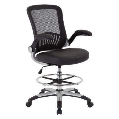 Picture of Office Star DC Series Faux Leather/Mesh Back Drafting Chair, Black/Silver