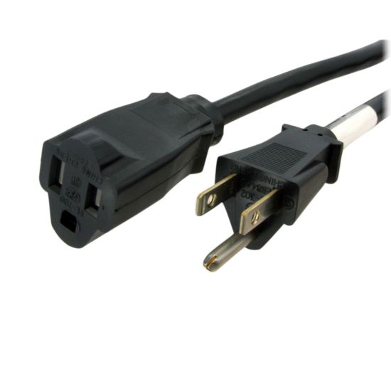 Picture of StarTech.com 15 ft Power Cord Extension - NEMA 5-15R to NEMA 5-15P - 15ft Computer Power Cord Extension Cable