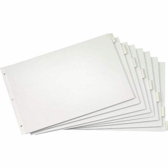 Picture of Cardinal Insertable Index Dividers - 8 x Divider(s) - Blank Tab(s) - 8 Tab(s)/Set - 17.5in Divider Width x 11.50in Divider Length - Tabloid - 11in Width x 17in Length - White Paper Divider - Clear Tab(s) - 8 / Set