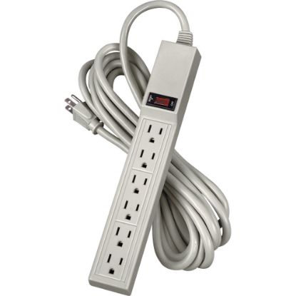 Picture of Fellowes 6-Outlet Power Strip, 15ft Cord, Platinum