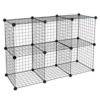 Picture of Mount-It! Work-It 6-Cube Wire Modular Storage Organizer, 14inH x 14inW x 14inD, Black