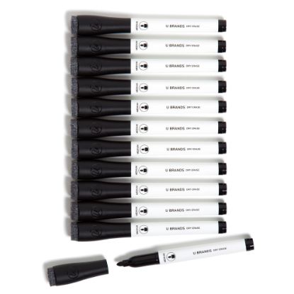 Picture of U Brands Low-Odor Dry-Erase Markers, Medium Point, Black, Pack Of 12 Markers